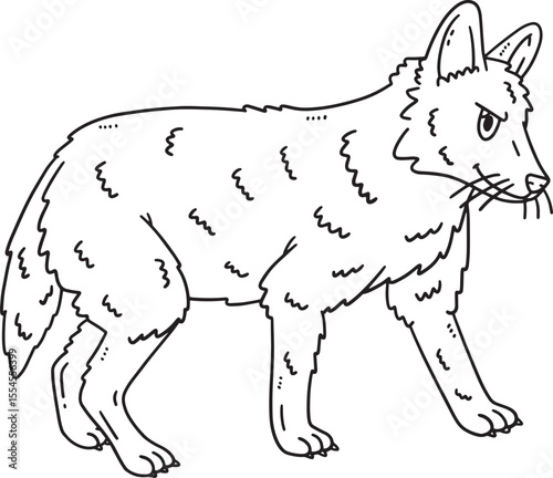 Forest Animal Golden Jackal Isolated Coloring Page