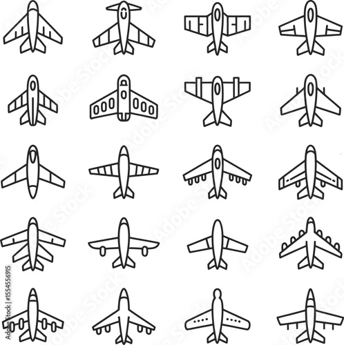 Diverse Aircraft Silhouettes Collection airplane aviation