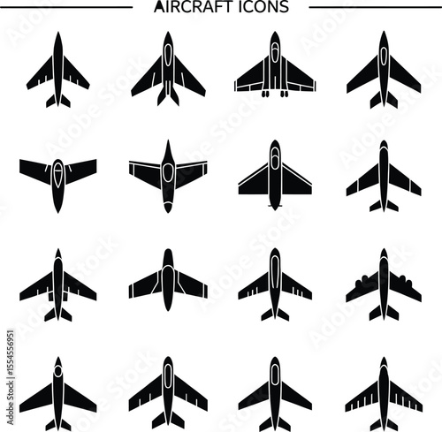 Diverse Aircraft Silhouettes Collection airplane aviation
