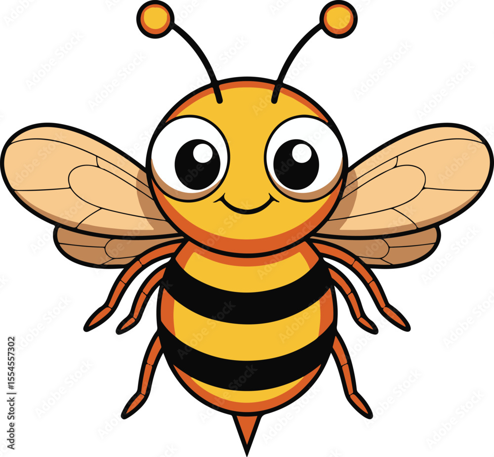 Fototapeta premium Cute Cartoon Bee Illustration.