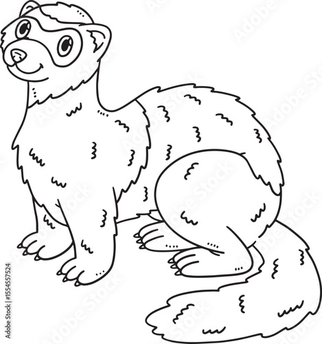 Forest Animal Polecat Isolated Coloring Page 
