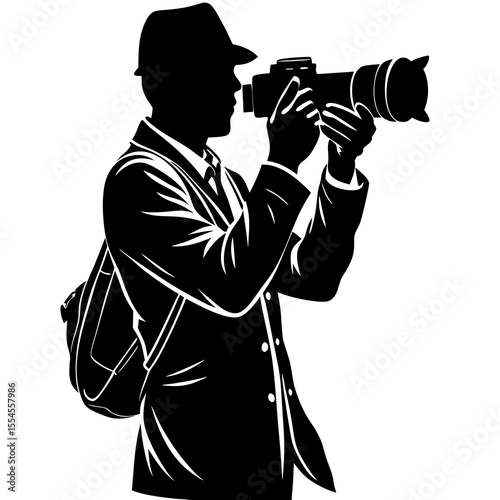Silhouette vector of photographer in action – perfect for creative and commercial designs.