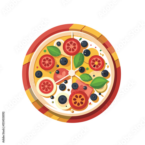 Isolated Pizza Illustration With Various Toppings vector pizza on a white background