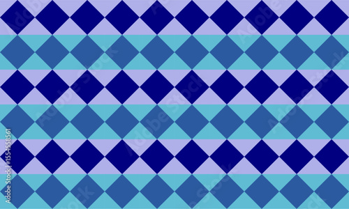 geometric Seamless geometric double diamond pattern in two tone blue diamond horizontal strip checkerboard, chessboard seamless Repeat seamless pattern design for fabric printing or background