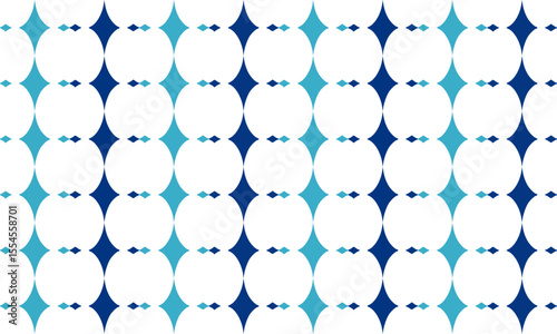 two tone blue and white diamond overlap repeat horizontal strip pattern, checkerboard, replete image design for fabric printing, vertical column