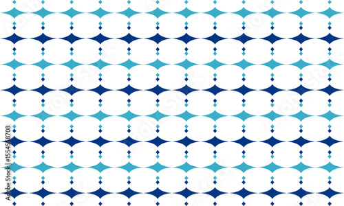 two tone blue and white diamond overlap repeat horizontal strip pattern, checkerboard, replete image design for fabric printing, horizontal row