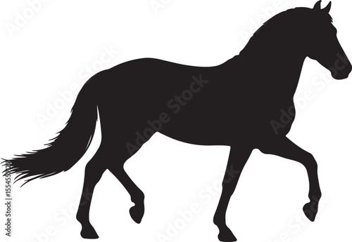 Comtois horse in silhouette vector pure white background.