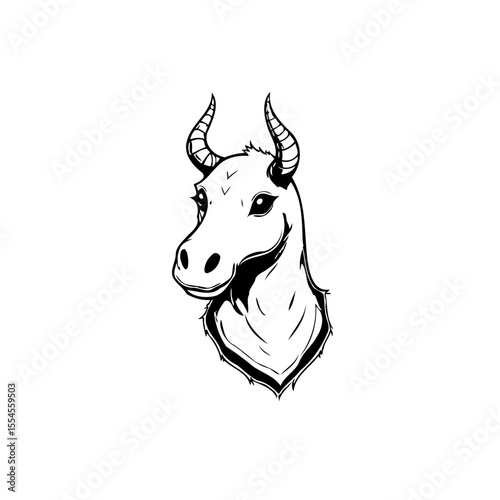 Whimsical horned beast portrait illustration a captivating blend of fantasy and wildlife creation artistic