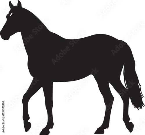 Corsican horse in silhouette vector pure white background.