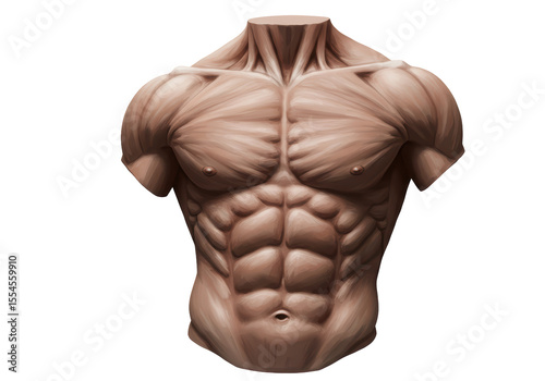 Isolated Muscular Torso Anatomical Illustration