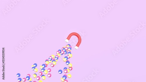 Animated Magnet Attracting Love Icon, Like Icon And Comment Icon.