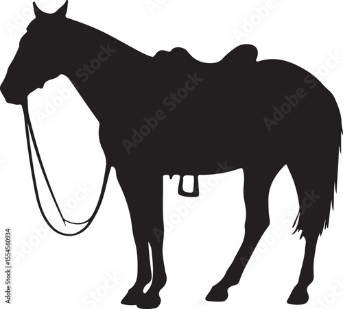  Costa Rican Saddle Horse in silhouette vector pure white  back