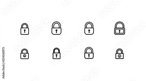 Set of Lock and Unlock Security Padlock Icons for Digital Protection







