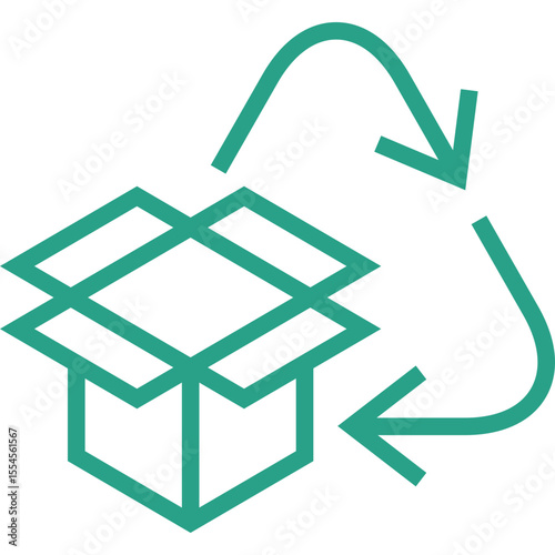 Green recycling arrows encircling an open cardboard box icon symbolizing sustainable packaging and circular economy principles for shipping and logistics