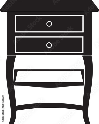 Minimalist Bedside Table in Black | Silhouette Vector Illustration Format