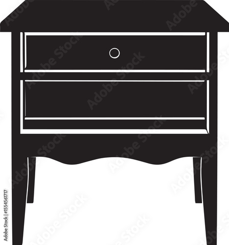Minimalist Bedside Table in Black | Silhouette Vector Illustration Format