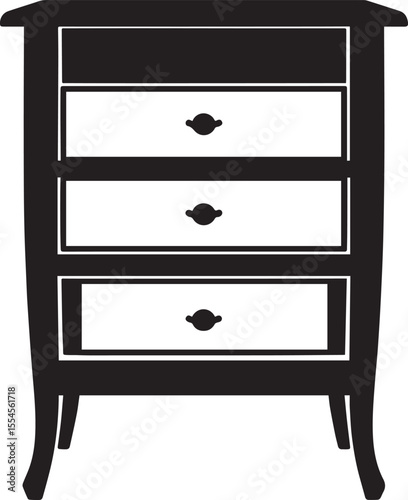 Minimalist Bedside Table in Black | Silhouette Vector Illustration Format