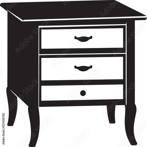 Minimalist Bedside Table in Black | Silhouette Vector Illustration Format