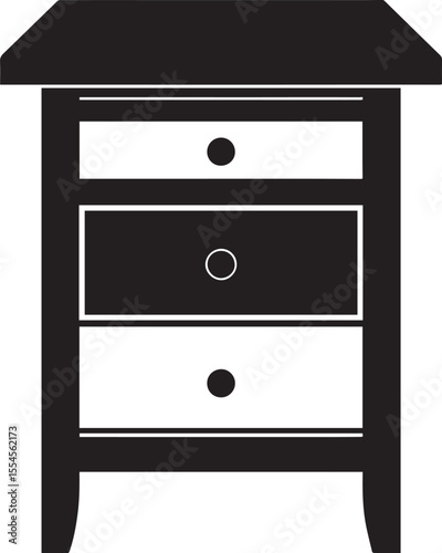 Minimalist Bedside Table in Black | Silhouette Vector Illustration Format