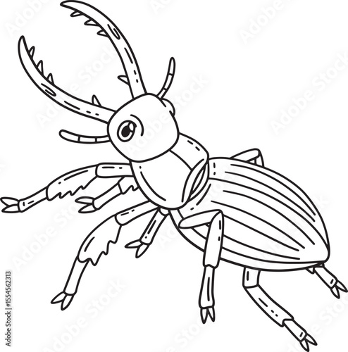 Forest Animal Stag Beetle Isolated Coloring Page 