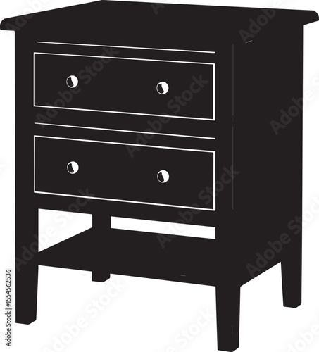 Minimalist Bedside Table in Black | Silhouette Vector Illustration Format