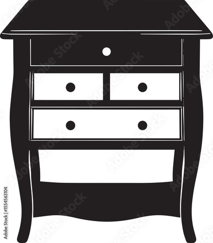 Minimalist Bedside Table in Black | Silhouette Vector Illustration Format