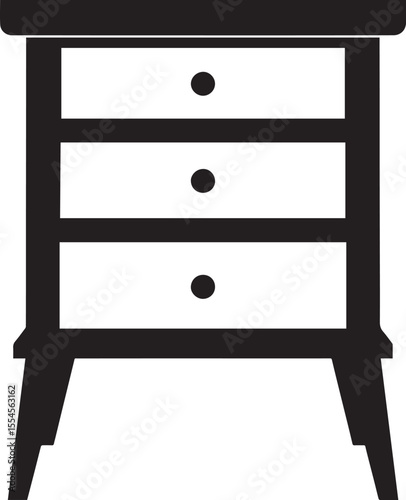 Minimalist Bedside Table in Black | Silhouette Vector Illustration Format