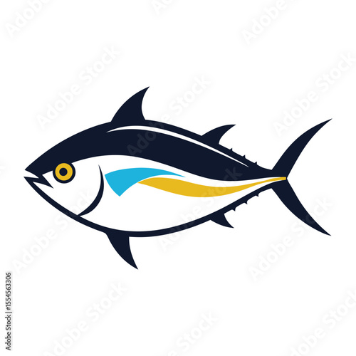 White isolated cartoon fish vector illustration for sea animal and aquatic wildlife