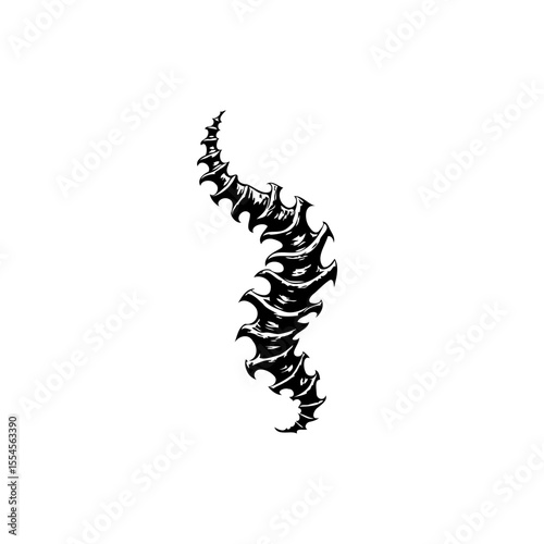 Detailed spine illustration featuring a creative anatomical depiction showcasing vertebral column curvature and skeletal structure