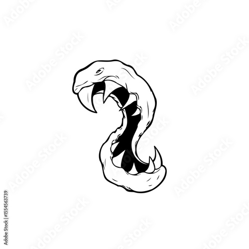 Stylized cartoon creature with sharp teeth and expressive features conveying a sense of danger