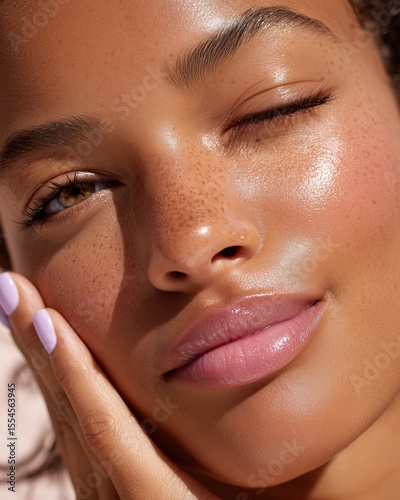 Wallpaper Mural Radiant complexion is illuminated showcasing healthy skin with a dewy glow and natural beauty of a young woman. Torontodigital.ca