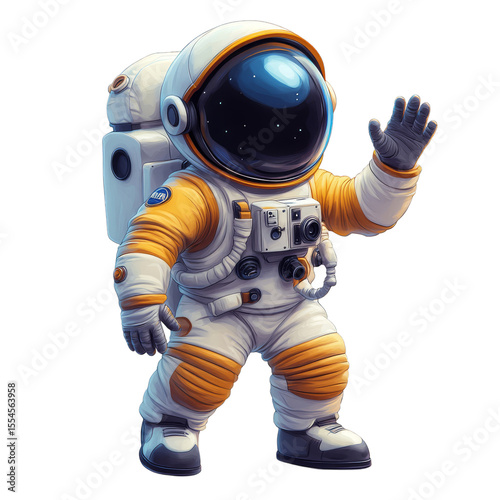 A friendly astronaut in space suit