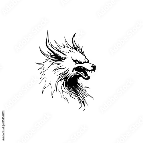 Ferocious beast graphic illustration showcases the animalistic nature and detailed features emphasizing the sharp design elements