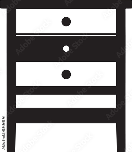 Minimalist Bedside Table in Black | Silhouette Vector Illustration Format