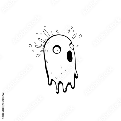 Cartoon ghost illustration expressing shock and surprise perfect for halloween themed design projects and creative concepts