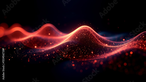 Abstract wave patterns in vibrant red and purple, smooth flowing lines create a sense of movement, suitable for digital art themes.