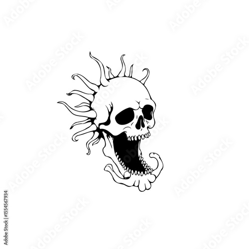 Abstract skull with sun rays vector illustration perfect for Halloween artwork and related themes