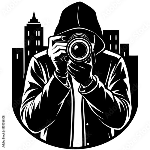 Silhouette vector of photographer in action – perfect for creative and commercial designs.