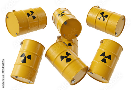 Nuclear Waste Barrels on Isolated Background