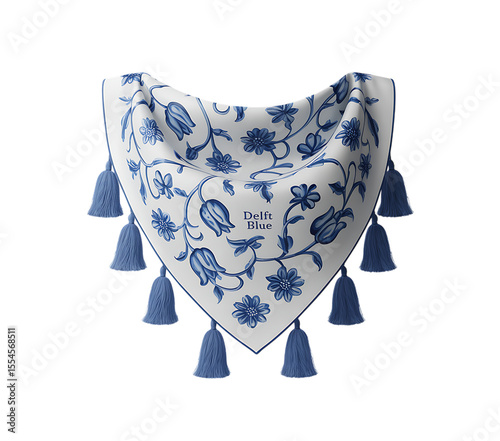 Blue Floral Scarf Isolated Background