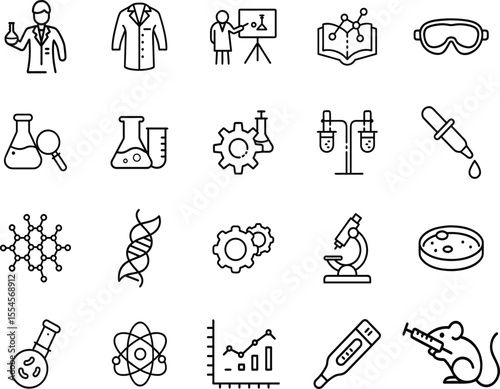 Advanced Scientific Laboratory and Research Icons.