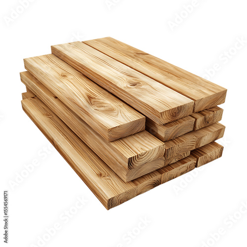 Untreated Pine Lumber A CloseUp View On Transparent Background