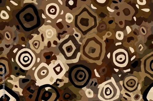  Brown tribal pattern with circles and shapes. Design looks like body paint.