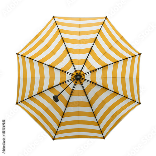 Yellow and White Striped Umbrella on Isolated Background