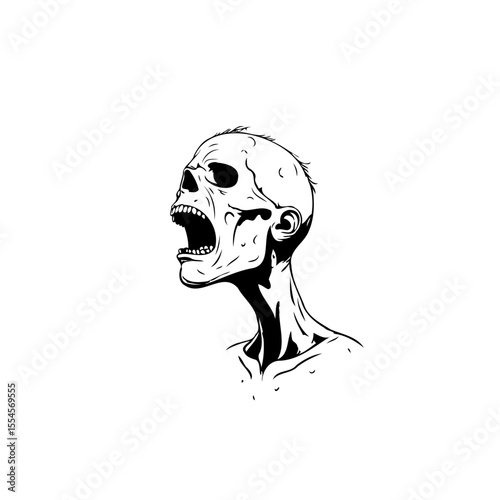 A haunting skeletal figure screaming: Representing mortality, decay, fear and the grim nature of existence with artistic depiction