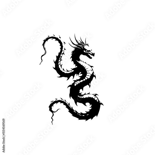 Mystical dragon emblem design featuring intricate details symbolising power strength and good fortune in traditional chinese culture