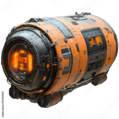 Orange Futuristic Spaceship Design