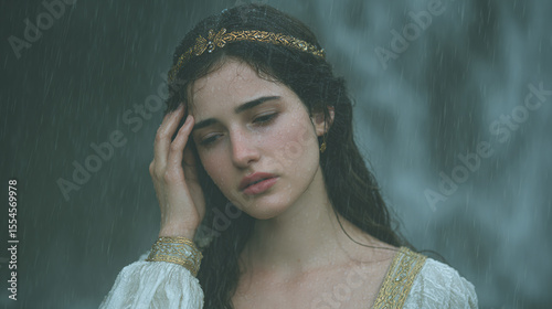 A Pensive Reflection in the Rain: Capturing the Essence of Solitude and Introspection Amidst Nature's Embrace