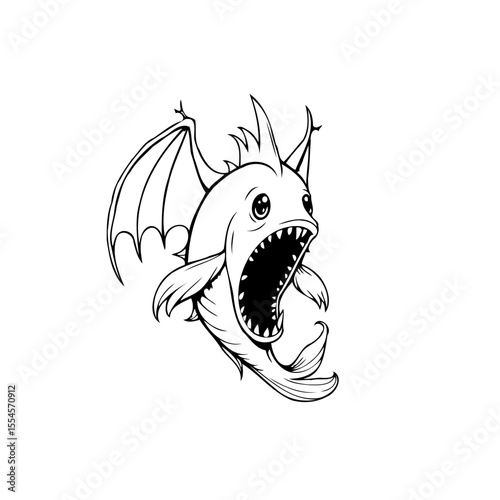Whimsical sea creature illustration with exaggerated features and playful design elements creates fun artwork illustration