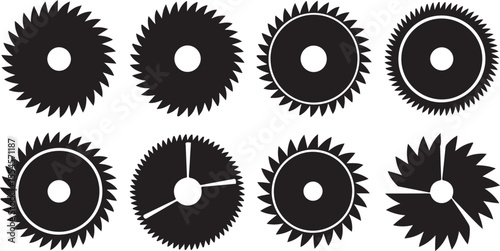 Circular Saw Blade Vector Illustration with Sharp Teeth and Round Center